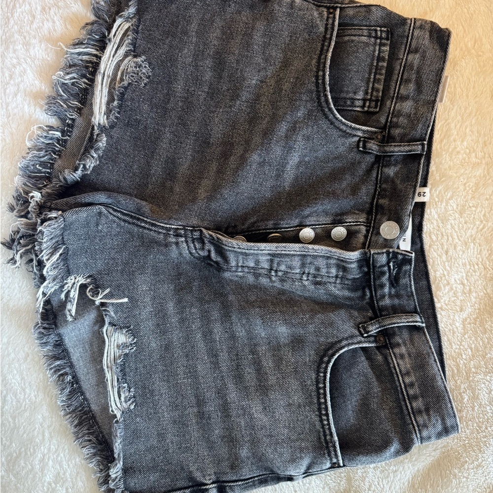 PacSun Black Distressed Denim Shorts